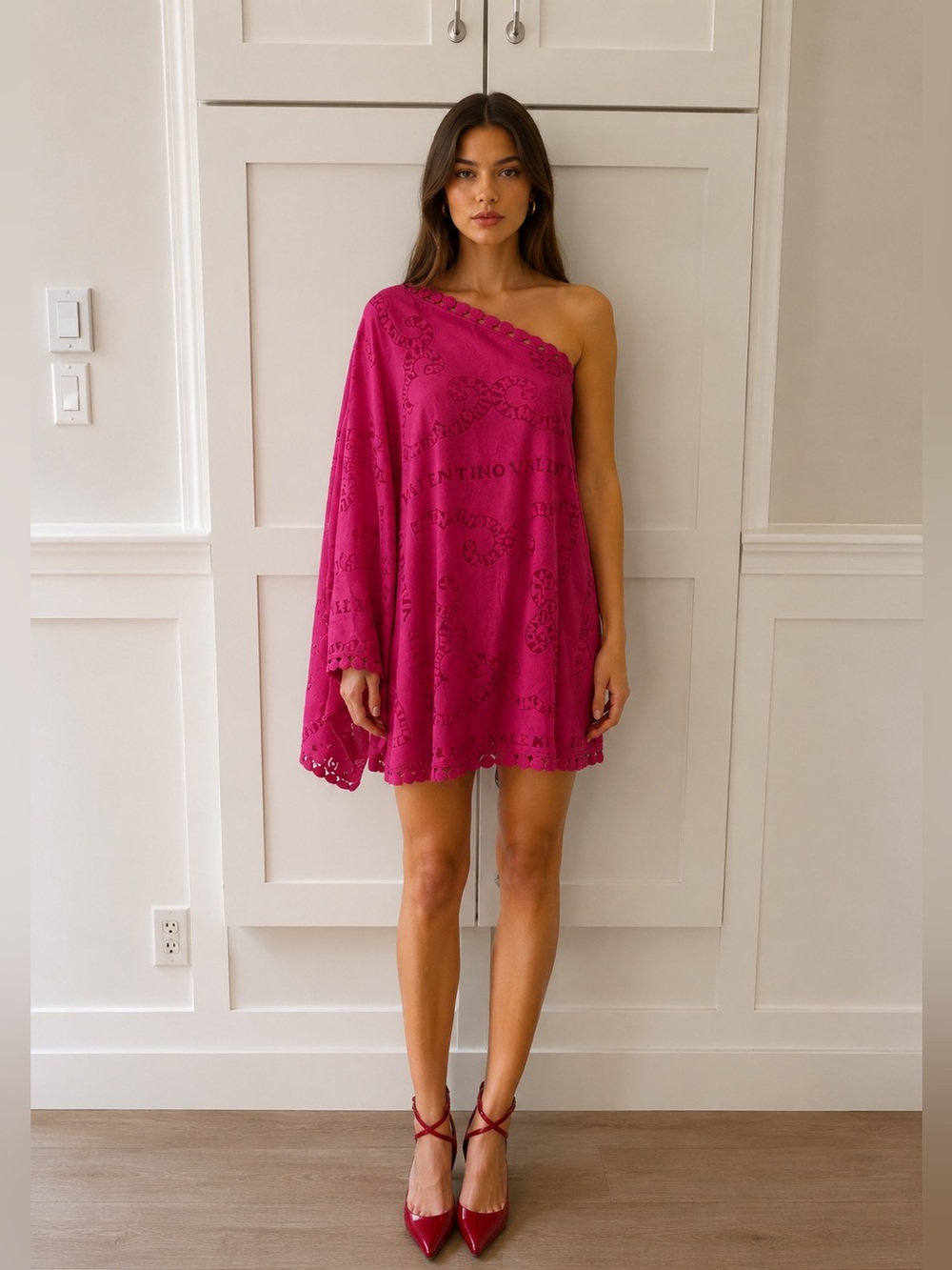 Valentino Fuchsia off-the-shoulder mini dress